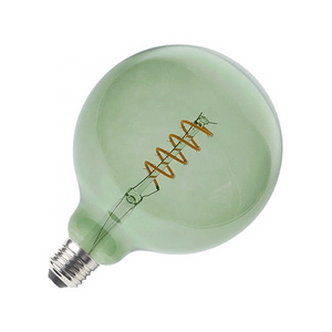 Green colored LED filament G125 vintage light bulb