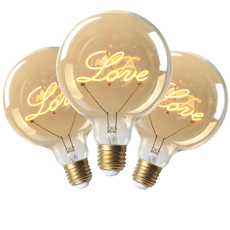 New product G125 E27 4w Led filament lamp led edison custom G125 LOVE led filament bulb