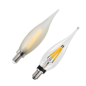 E10 base mini candle led bulbs clear frosted glass 1w 2w 2.5w 110V 220V warm white 2200K 2700K