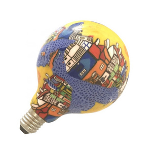 New DIY painted decorative lighting G80 G95 G125 global shape vintage led filament light bulbs