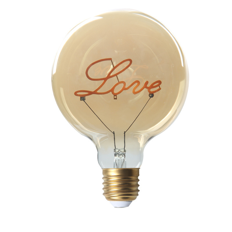 New product G125 E27 4w Led filament lamp led edison custom G125 LOVE led filament bulb