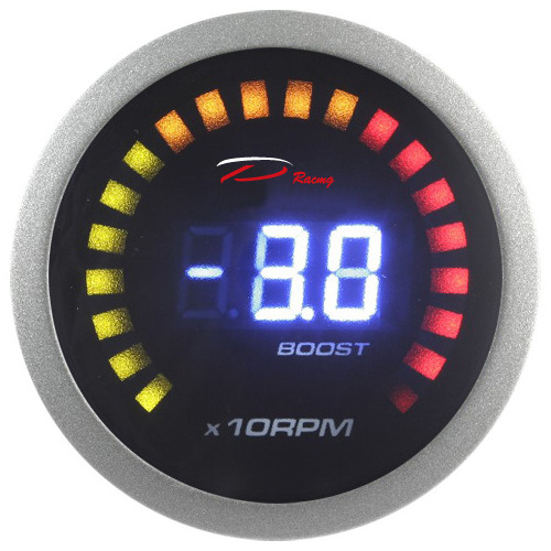 52mm 2 in 1  Boost turbo with Tachometer dual function display