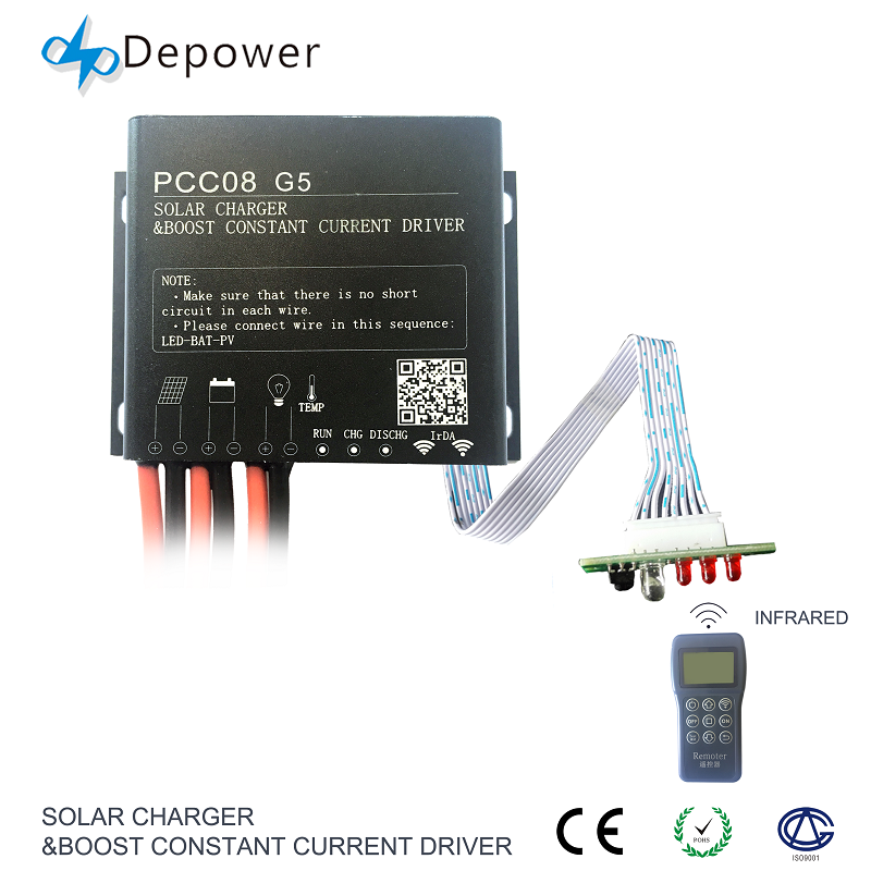 8A 12V PWM Solar Charge Controller with External LED Indicator Solar Charger and LED Driver Controller