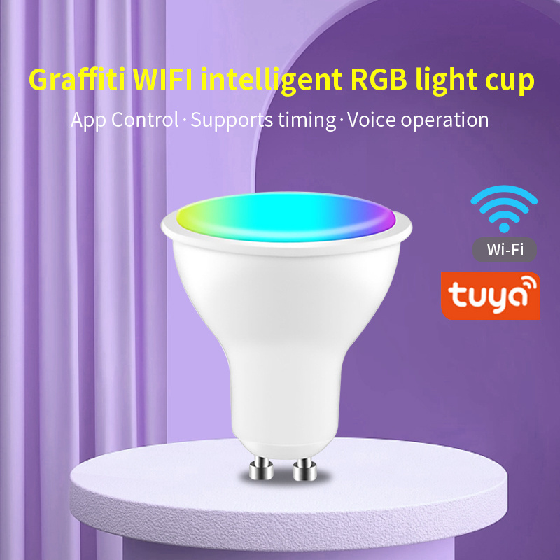 WiFi Intelligent LED Bulb Doodle Lamp Cup GU10 RGBCW Dimming Color Mobile Phone App Remote Control E27 Base AC Power Smart Bulbs