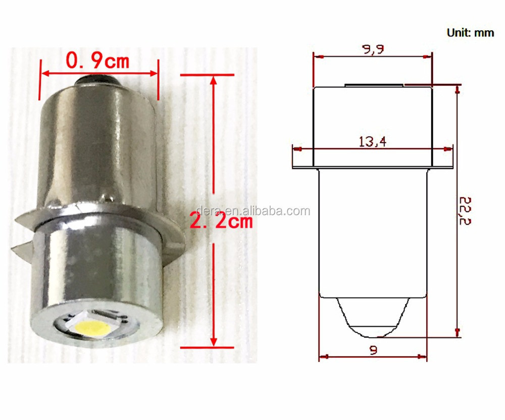 New high brightness 0.5w P13.5s 3v 4.5v 6v 7v 9v 12v LED flashlight torch bulbs with Episterchips led flashlight bulb light fre