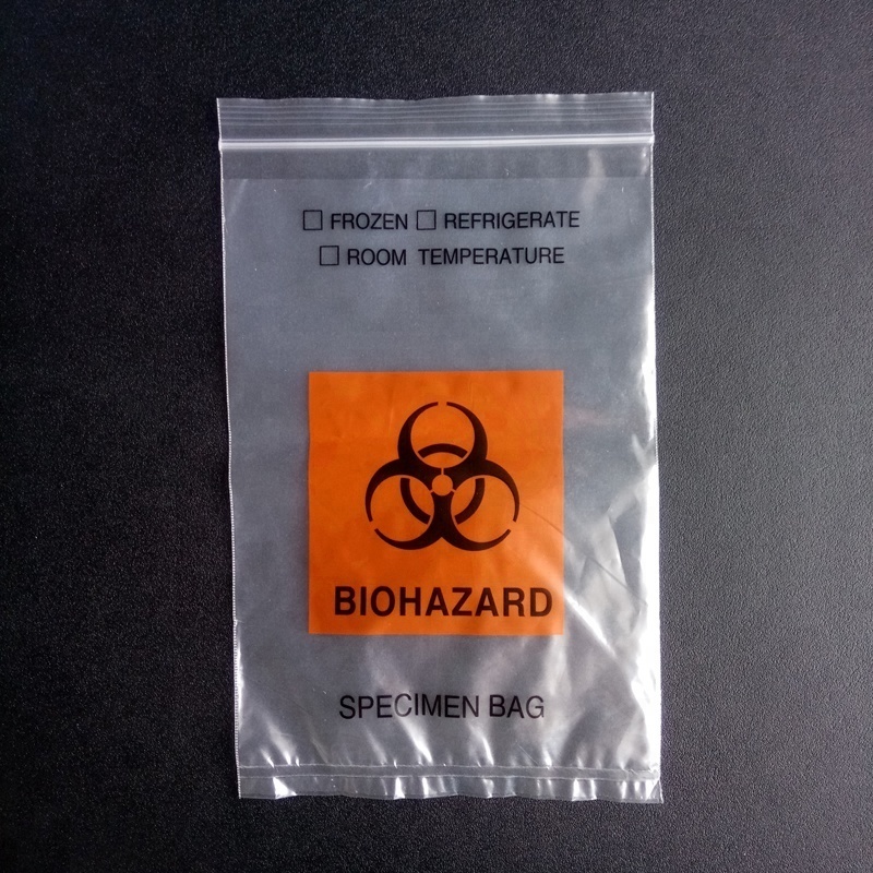 Self Adhesive 95Kpa Plastic Hospital Transportation Transport Lab Chemotherapy Packaging Biohazard Specimen Bags