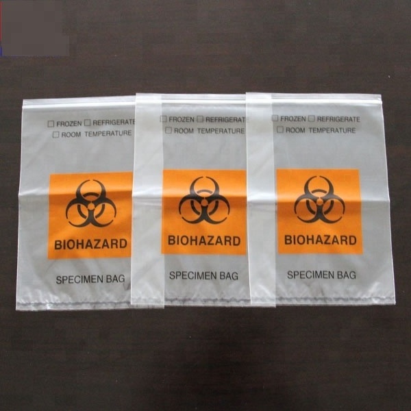 Self Adhesive 95Kpa Plastic Hospital Transportation Transport Lab Chemotherapy Packaging Biohazard Specimen Bags