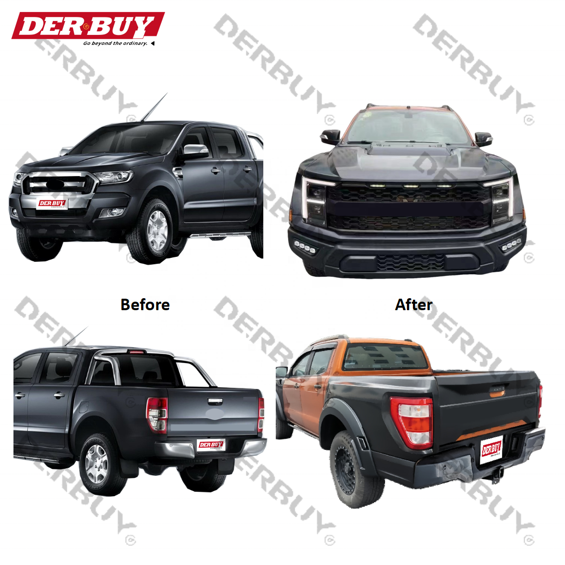 Facelift upgrade body kit for Ford Ranger T6 T7 T8 2012 2016 convert to F150 2022 Raptor kit