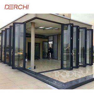 Hot sale Indoor aluminum windows and doors exterior balcony soundproof double glass bi fold doors white grey black