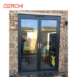 Hurricane impact Energy Saving Aluminum Exterior French Glass Doors Modern Entry Front Casement Swing Doors