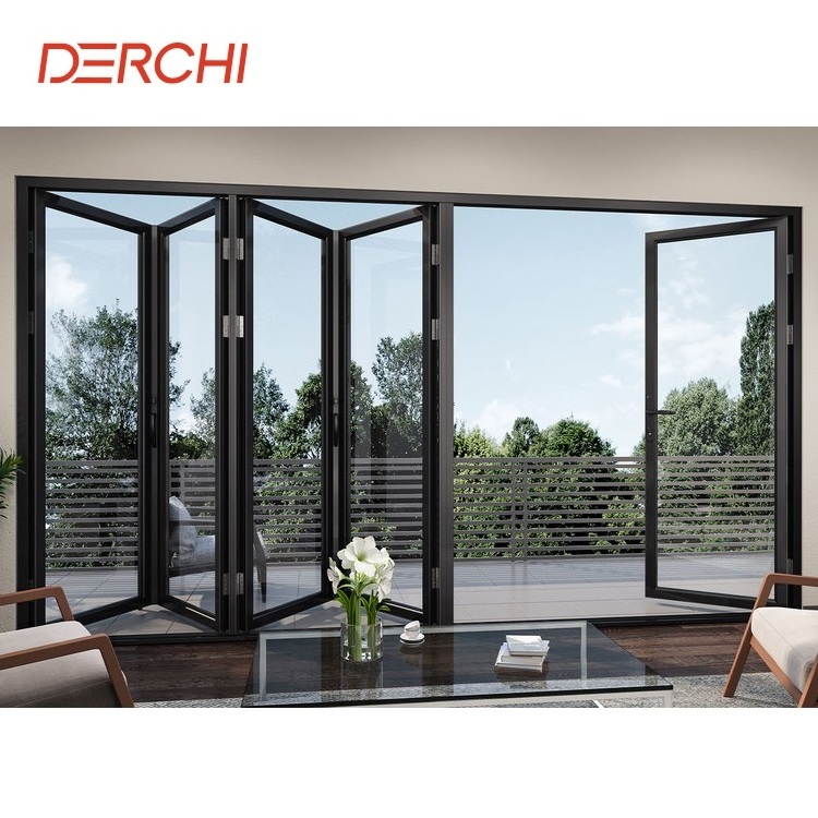 DERCHI German standard aluminium folding screen doors heat insulation system bifold accordion door