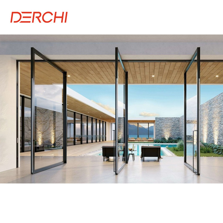 High Quality Weatherproof Oversized Modern Aluminum Glass Pivot Entry Door