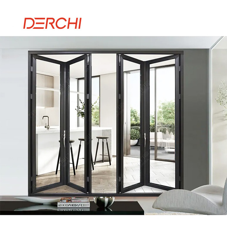 Security Inswing Horizontal Double Glazed Aluminium Sliding Folding Glass Doors