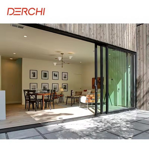 DERCHI NFRC AS2047 External double doors with aluminium security mesh /glass sliding doors/sliding patio doors