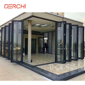 DERCHI German standard aluminium folding screen doors heat insulation system bifold accordion door