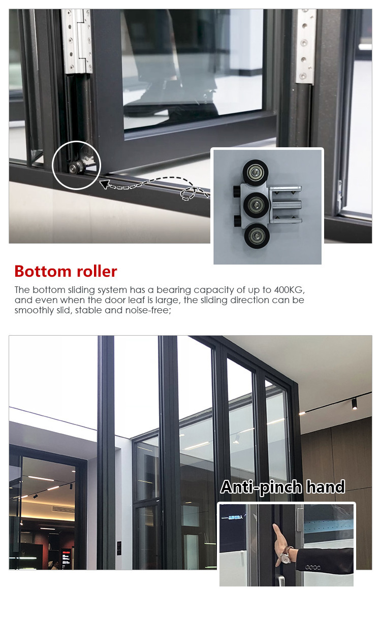 DERCHI German standard aluminium folding screen doors heat insulation system bifold accordion door