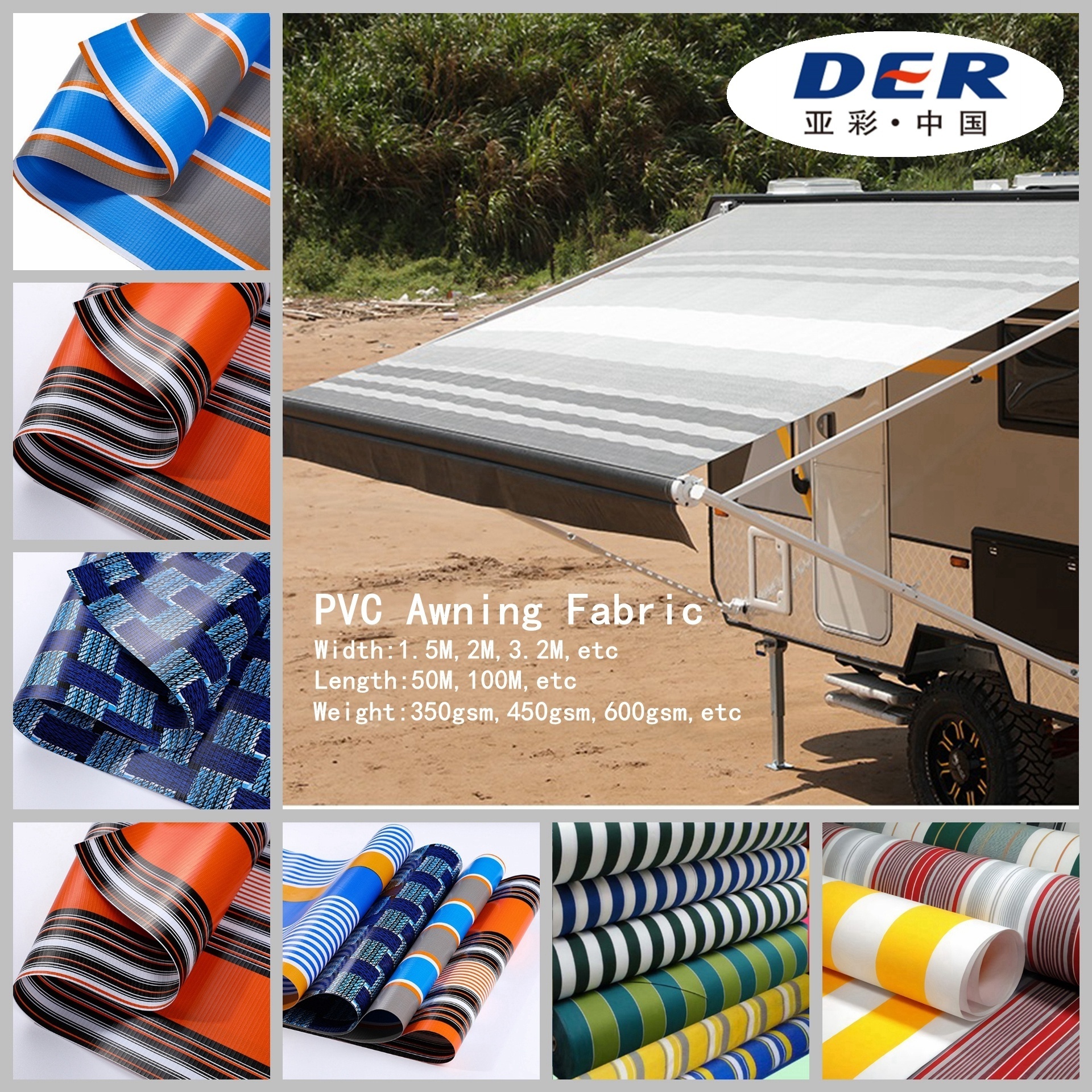 Outdoor PVC Awning Fabric PVC Coated Tarp Striped Awning PVC Tarpaulin Awning Fabric Striped Vinyl Tarpaulin Fabric