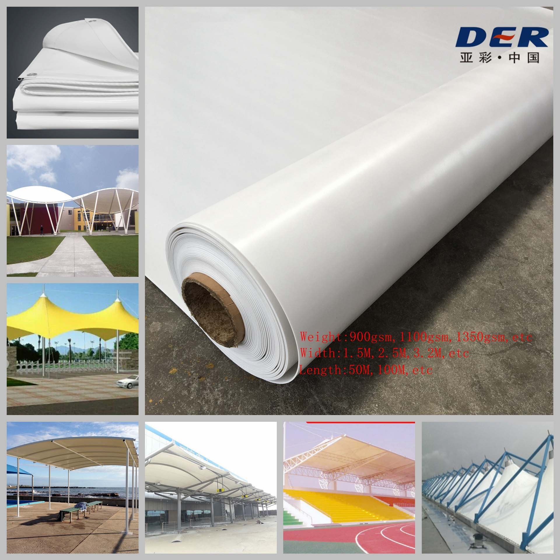 PEDF Roof Cover Tear Resistant Membrane Roof Cover Structure Stadium Tent of School gymnasium Roof Shelter