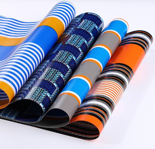 Outdoor PVC Awning Fabric PVC Coated Tarp Striped Awning PVC Tarpaulin Awning Fabric Striped Vinyl Tarpaulin Fabric