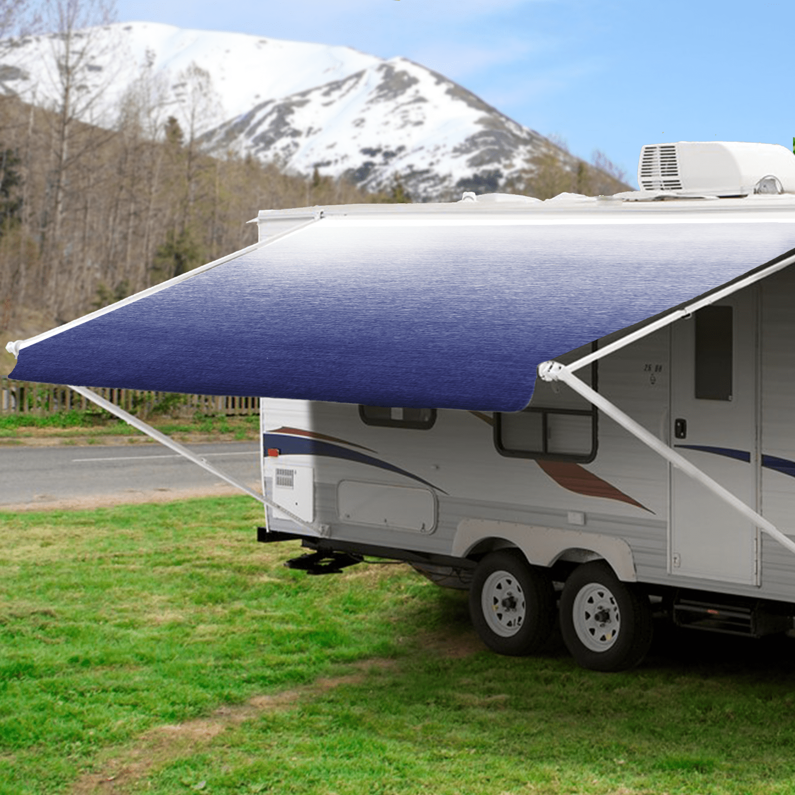 Retractable RV Awning Manual Caravan Motorhome Camper RV 100% Waterproof Trailers Awning