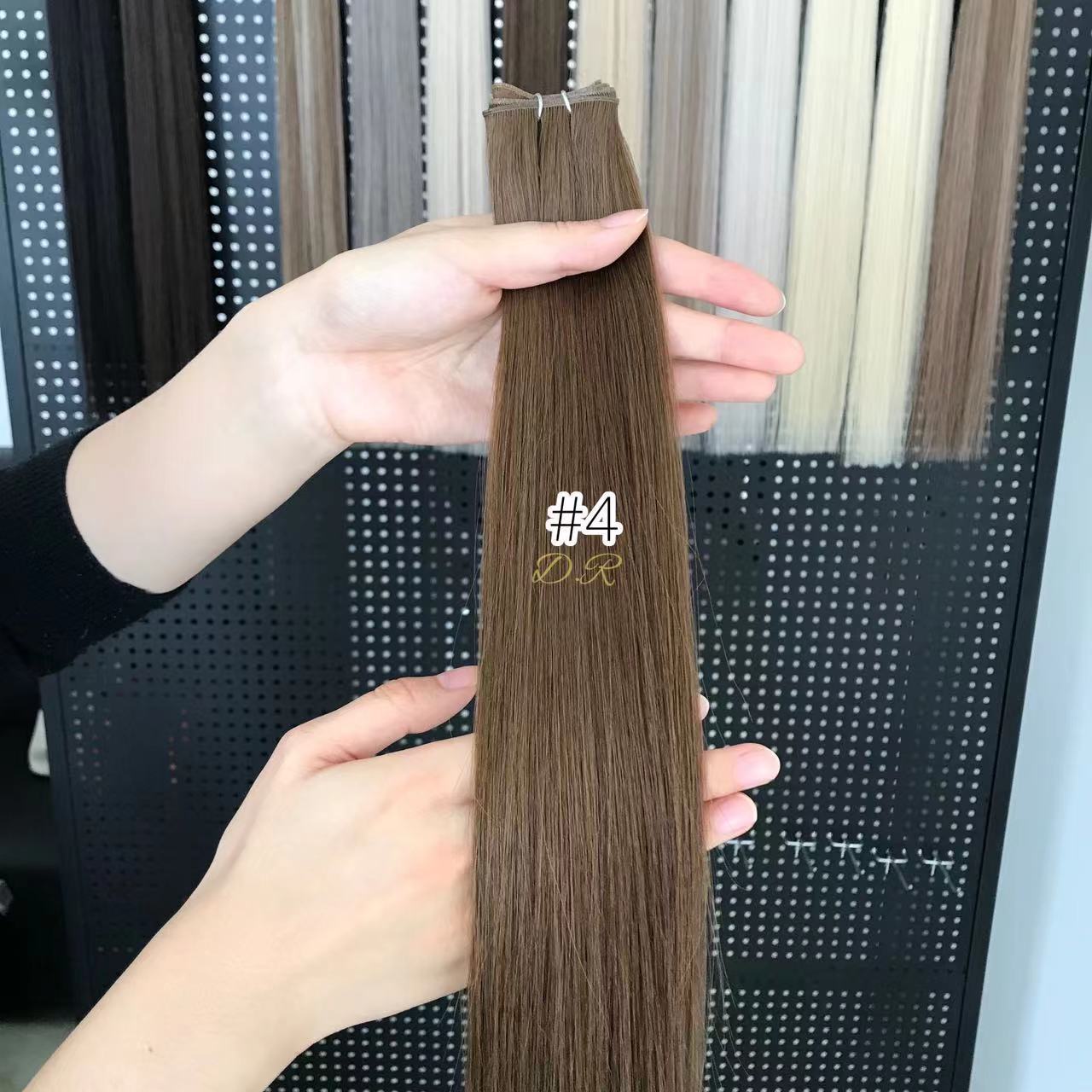 Wholesale Popular Genius Weft Russian hair Cuticle Aligned Remy Virgin Double Drawn weft hair extensions human hair