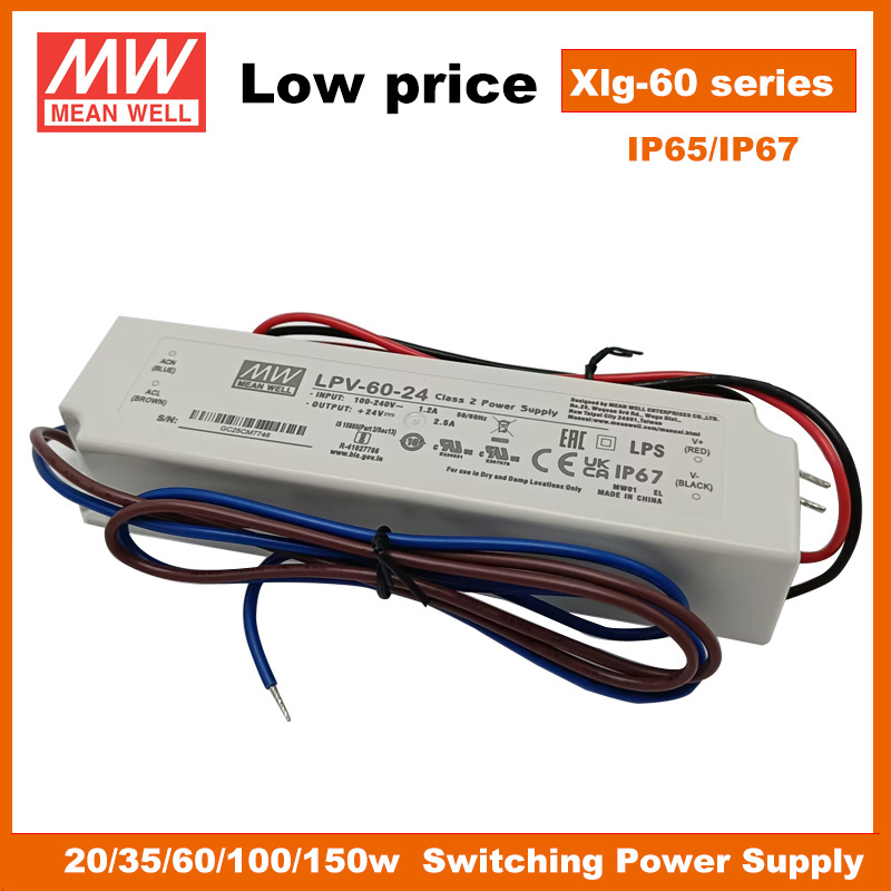 8W to 600W 12V 24V 36V 48V 54V Meanwell Led Driver Dimmable Waterproof IP65/IP67 Switching Power Supply Mean Well Driver