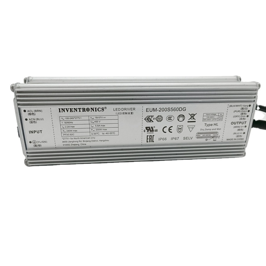 dimmable led driver EUM-200S560DG pwm inventronics led driver 200W 200Watt