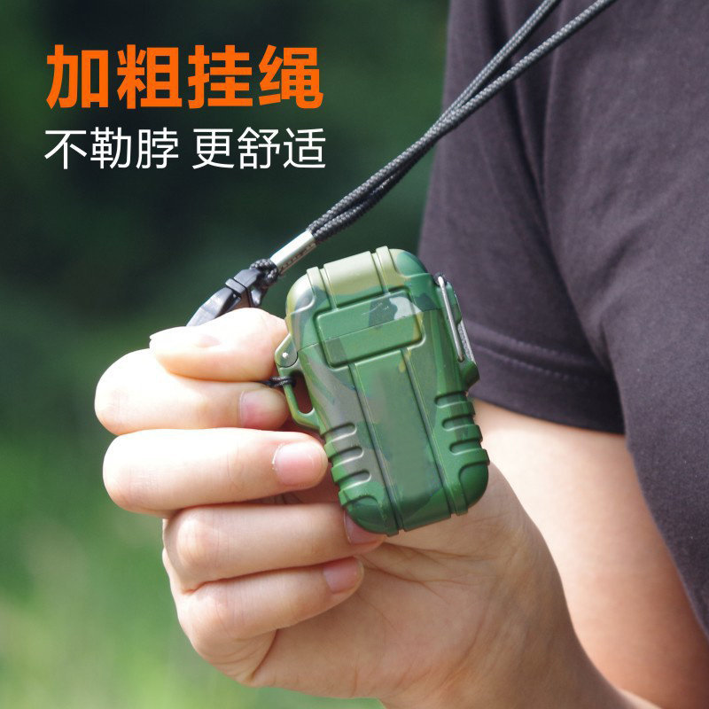 Camping Sports Outdoor Portable Waterproof Windproof Camo Double Arc Charging Lighter USB Cigarette Lighter