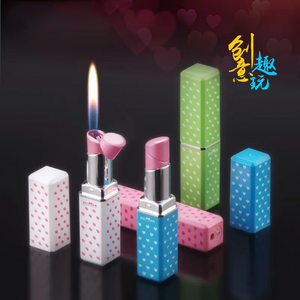 OEM/ODM Convenient White Blue Personality Girls Fashion Lipstick Lighter Creative Inflatable Open Flame Lighters