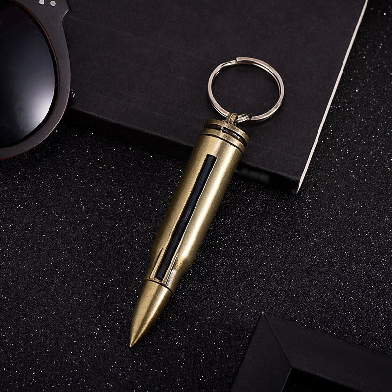 Creative bullet shaped lighter metal permanent match lighter multi-function keychain bullet lighter