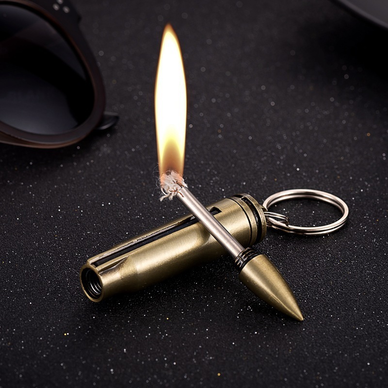 Creative bullet shaped lighter metal permanent match lighter multi-function keychain bullet lighter