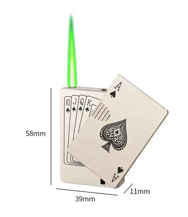 Wholesale metal refillable lighters playing card lighter poker lighter support custom LOGO