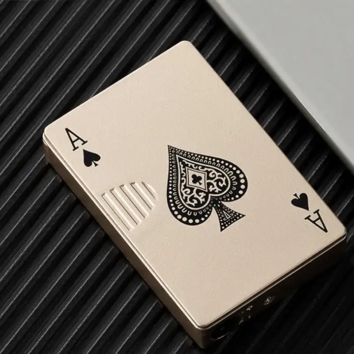 Wholesale metal refillable lighters playing cards jet lighter ace of spades toker poker lighter support custom LOGO