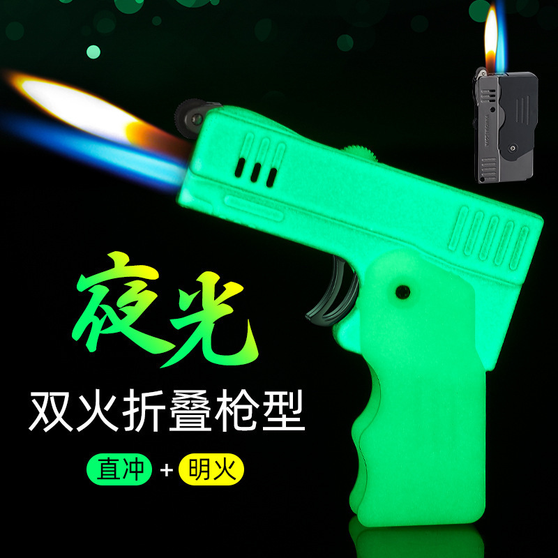 Refillable Lighter metal shaped gun lighter pistol 9mm lighter gun for cigarette