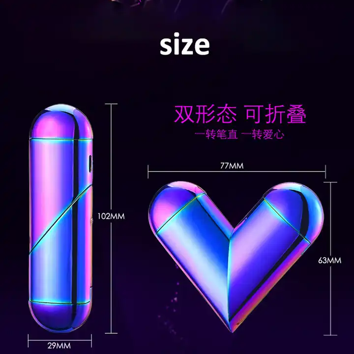 Heart shape lighter inflatable charging gas electric dual use lighter usb custom creative folding heart lighter