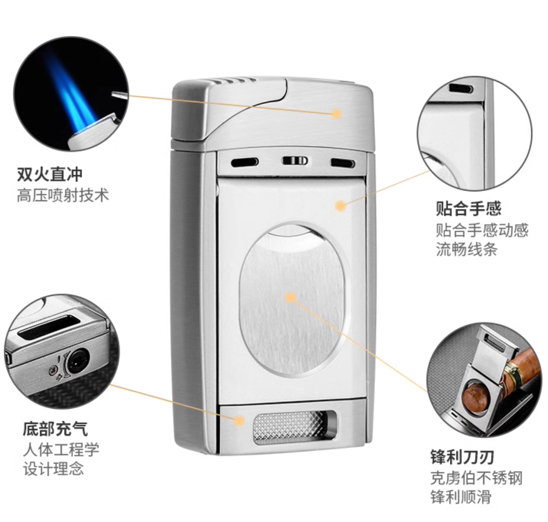 Multi-function cigar lighter torch Sharp cigar cutter other lighters & smoking accessories