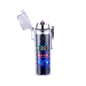 Transparent Shell Flashlight Arc Lighter Outdoor Adventure Lighting Digital Display Type-C Port Charging Lighters