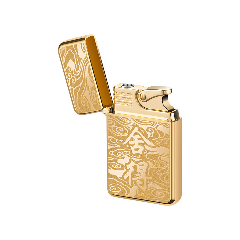 Creative Waterproof Direct Punching Metal Lighter Electroplating Embossed Red Fire Windproof Lighter Inflatable Gift Lighter