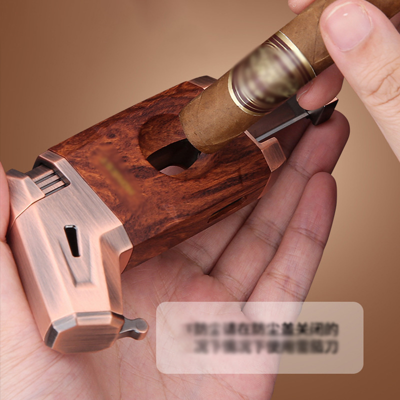 Multi-functional luxury metal cigar lighter torch cigar cut lighter