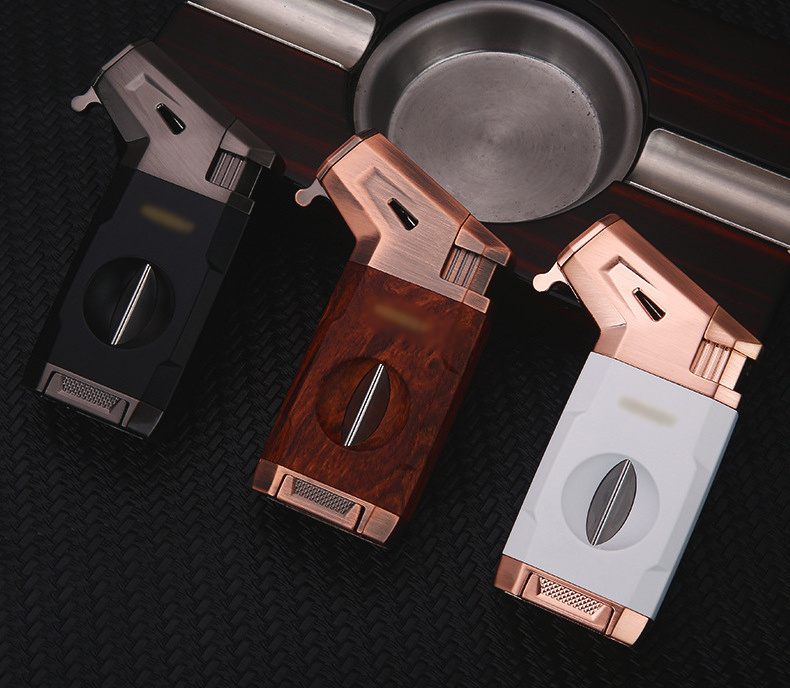 Multi-functional luxury metal cigar lighter torch cigar cut lighter