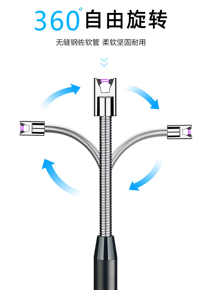 Outdoor Camping USB Arc Pulse Igniter Candle Gas Stove Igniter 360 Degree Hose Igniter Stick Lighter Aluminum Tube