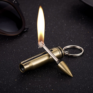 Creative bullet shaped lighter metal match lighter multi-function keychain bullet lighter