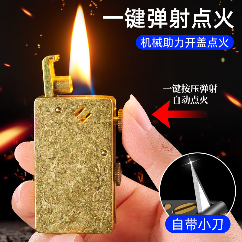 Wholesale classic retro lighter vintage kerosene lighter with hidden knife