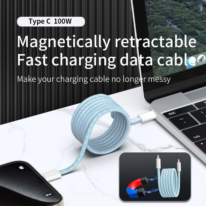 Useful Snap and Go Data Cable PD 100W High-speed Transmission 3ft 6ft MagTie Fast Charging  Cable Usb c Cables