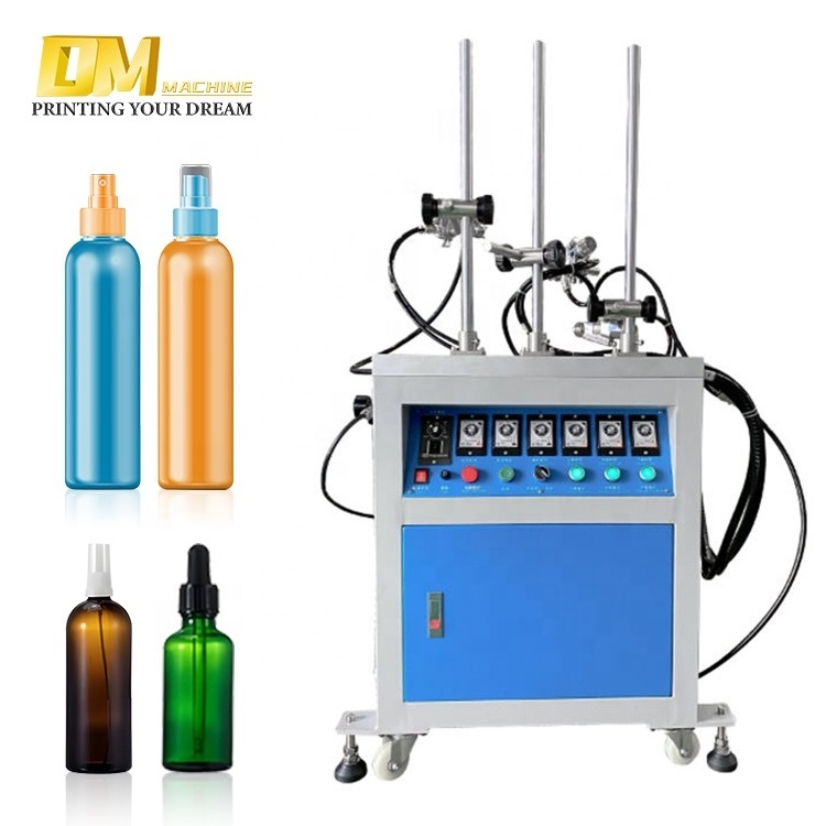 Customized Three Spray Guns Semi automatic Spray Coating Machine glass bottle production line spray painting machine