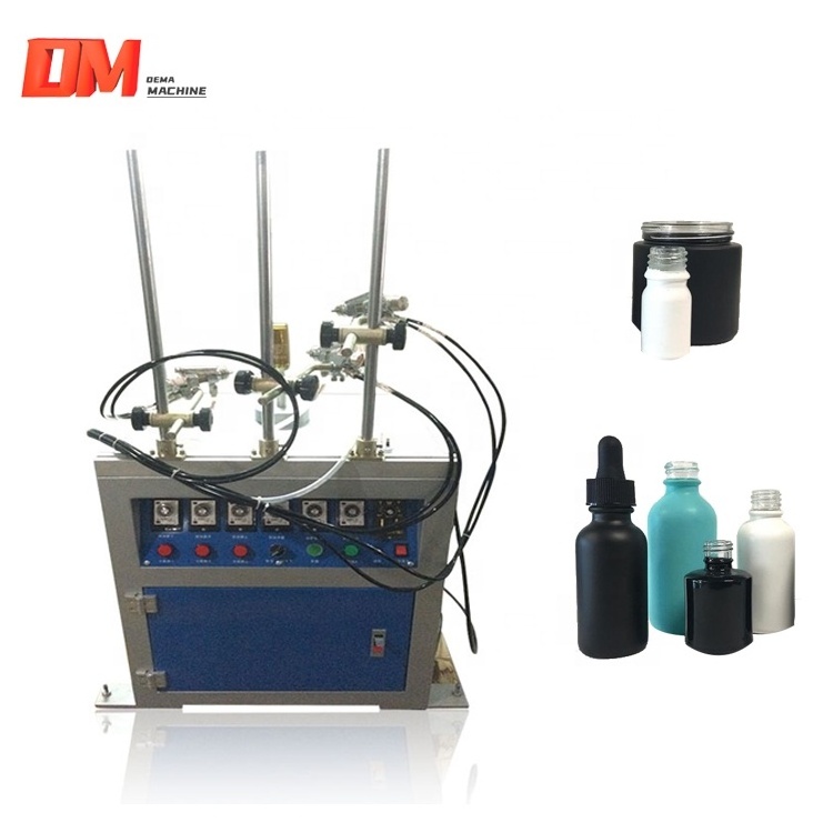 Glass Bottle Spray Painting Machine Chrome Semi Automatic plastic Spray Coating Machine With Three Spray Gun