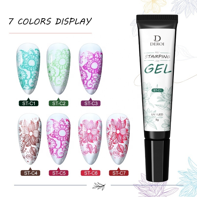 NEW Arrival High Quality 21 Colors UV Poly Nail Polish Neon Color Nail Stamping Gel Crayon Painting Gel for Stamping