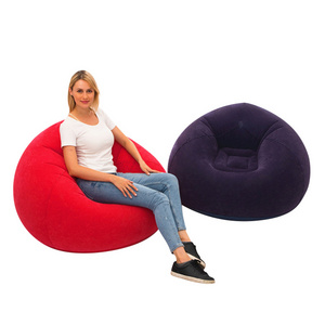 OEM S-shaped Flocking PVC inflatable Loungers Inflatable Lazy Sofa Living Room Inflatable Bean Bag Chair flocked air sofa