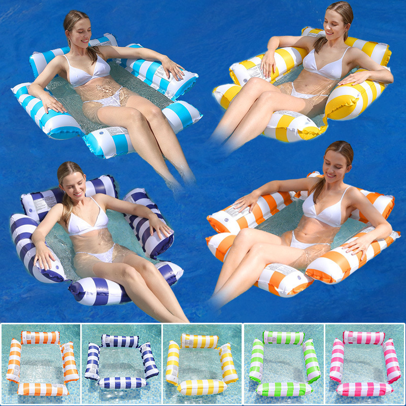 Pvc Adult Air Filled Flower Inflatable Chairs Floatie Outdoor Flower Pool Float Single Air Mattress Floating Water Hammock