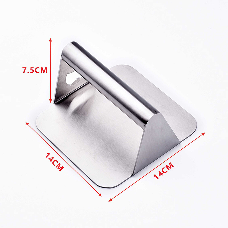 Wholesale 5.5'' inch Stainless Steel Hamburger Press Square Burger Meat Smasher With Bottler Opener Bacon Grill Press Cooking